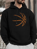 Men's Hoodie Minimalist Orange Curved Lines Graphic Depicting Motion On Black Background Basketball