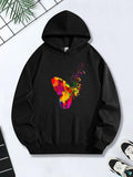 Women's Hoodie Abstract Splash Of Colorful Paint With Creative Butterfly