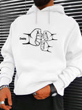 Men's Hoodie Daddy Fist Bumps With Tiny Hands Under Simple Line Drawing