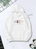 Women's Hoodie Four Cartoon Cat Poses With Playful Expressions Hoodie