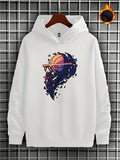 Men's Hoodie Retro Sunset With Ocean Wave And Basketball Splash