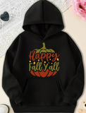 Men's Hoodie Happy Fall Yall With Pumpkins Leaves And Warm Harvest Vibes Pumpkin