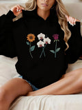 Women's Hoodie Blooming Colorful Flowers With Delicate Leaves Under Sunlight Flower