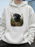 Men's Hoodie Faithful And True Surrounded By Cattails And Black Labrador Retriever