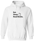 Men's Hoodie Eat Sleep Read Books Minimalist Sketch Design With Open Book