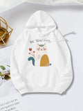Women's Hoodie Be Yourself Whimsical Pastel Cat With Abstract Flowers