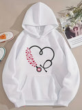 Men's Hoodie Whimsical Red Hearts Flowing Through Stethoscope And Simple Open Heart