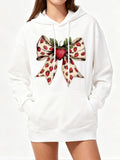 Women's Hoodie Luxurious Patterned Ribbon Bow With Lush Green Leaves And Juicy Strawberry