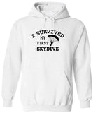 Men's Hoodie I Survived My First Skydive Parachute Descent In Clear Blue Sky