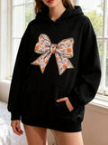 Women's Hoodie Lovely Pastel Blossoms Printed On A Graceful Ribbon Bow