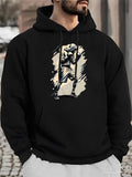 Men's Hoodie Monochrome Rugged Street Scene With Urban Fighter Standing Strong Boxer