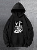 Men's Hoodie Chill Cat With Sunglasses Among Flying Saucers In Starry Night Sky Cat