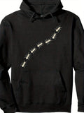 Men's Hoodie Marching Pattern With Small Insects Under Black Light Ant