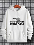 Men's Hoodie Worlds Okayest Squash Player With Simple Racket And Flying Ball Graphic Hoodie