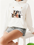 Women's Hoodie Dogs With Playful Furry Puppies Sitting Among Cartoon Hearts Hoodie