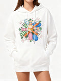 Women's Hoodie Playful Easter Eggs With Colorful Patterns And Hidden Bunny Faces Among Spring Flowers Egg