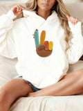 Women's Hoodie Retro Color Palette Peace Hand Sign