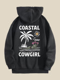 Women's Hoodie Coastal Cowgirl Relaxing Under Palm Tree With Sun Hat Alligator