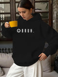 Women's Hoodie Simple Modern Expression With White Text And Emoticon Hoodie