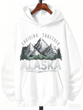 Men's Hoodie Cruising Together Snow Capped Mountains And Pine Trees Alaska