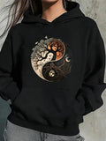Women's Hoodie Majestic Tree Yin Yang With Day And Night Forest Symbols