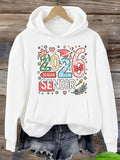 Women's Hoodie Colorful Doodled Hearts And Graduation Motifs With Senior Year Hoodie