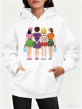 Women's Hoodie Colorful Summer Outfits With Four Girlfriends Standing Together