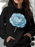 Women's Hoodie Delicate Sky Blue Petals With Gentle Shadows On A Blooming Flower