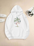 Women's Hoodie Festive Ornaments Hanging On A Palm Tree Illustration