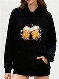 Women's Hoodie Foamy Amber Ale Splash With Clinking Beer Mugs Toast Beer