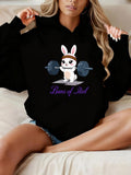 Women's Hoodie Buns Of Steel Funny Motivational Bunny Lifting Barbell Hoodie