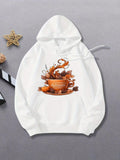 Women's Hoodie Autumn Leaves And Pumpkins With Hot Coffee Cup