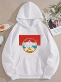 Men's Hoodie Sunset Reflection On Geometric Shapes With Mountain Scene Circle