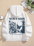 Men's Hoodie The Joy Of Freedom With Detailed Urban Scenery And Flying Butterfly