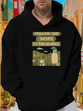 Men's Hoodie Follow The Hops To Fresh Milk Green Pasture Path With Clouds And Glass Milk Bottle