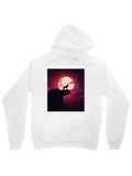 Men's Hoodie Glowing Red Full Moon With Silhouette Clouds Howling Wolf