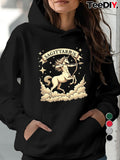 Women's Hoodie Sagittarius With Clouds Stars And Golden Constellation Centaur Archer