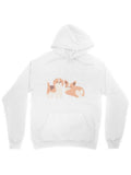 Men's Hoodie Two Playful Cute Dogs On Soft Pastel Patchwork Pattern Hoodie