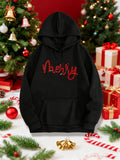 Women's Hoodie Festive Holiday Spirit With Red Glittering Script Merry Hoodie