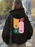 Women's Hoodie Abstract Geometric Shapes With Playful Accents And Soft Colorful Design
