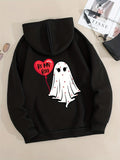Women's Hoodie Be My Boo With Red Heart And Spooky Cartoon Ghost
