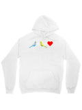 Men's Hoodie Delicate Pair With Vibrant Colorful Heart And Sweet Birds