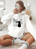 Women's Hoodie Four Playful Cats Sitting Among Bottles On Tabletop Cat