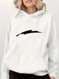 Women's Hoodie Abstract Black Brushstroke Simple Modern Minimalist Design Hooded Sweatshirt