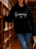 Women's Hoodie Cozy Lettering With Sparkling Heart Motif Grammy
