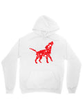 Men's Hoodie Howling Wolf Silhouette With Red Heart Pattern Under Moonlight Wolf