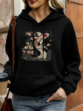 Women's Hoodie Oriental Koi Fish Swimming Among Blossoms On Gentle Water