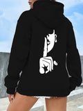 Women's Hoodie Minimalist Face With Silenced Gesture Under Bright Daylight Hand