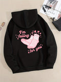 Women's Hoodie Im Falling For You With Cute Pink Heart Pattern Socks