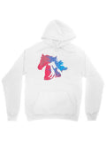 Men's Hoodie Blended Watercolor Gradient Shades With Running Silhouette Horse